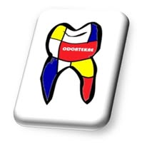 Logo Odontekne, dente stilizzato in stile Mondrian